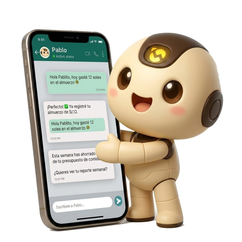 Pablo registrando un gasto por WhatsApp